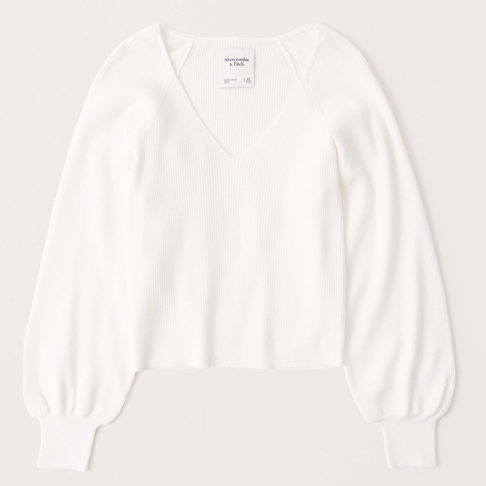Abercrombie Puff Sleeve Sweater Off White - Size XXS